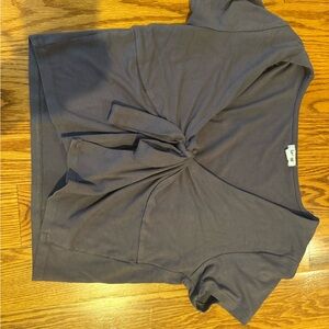 Women's Gray Tie-Front Top